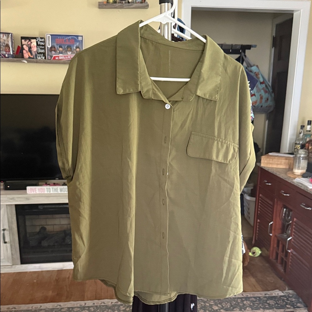 SHEIN Olive Green Blouse